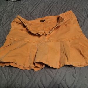 Wild Fable Orange Pleated Denim Mini Skirt Size 16
